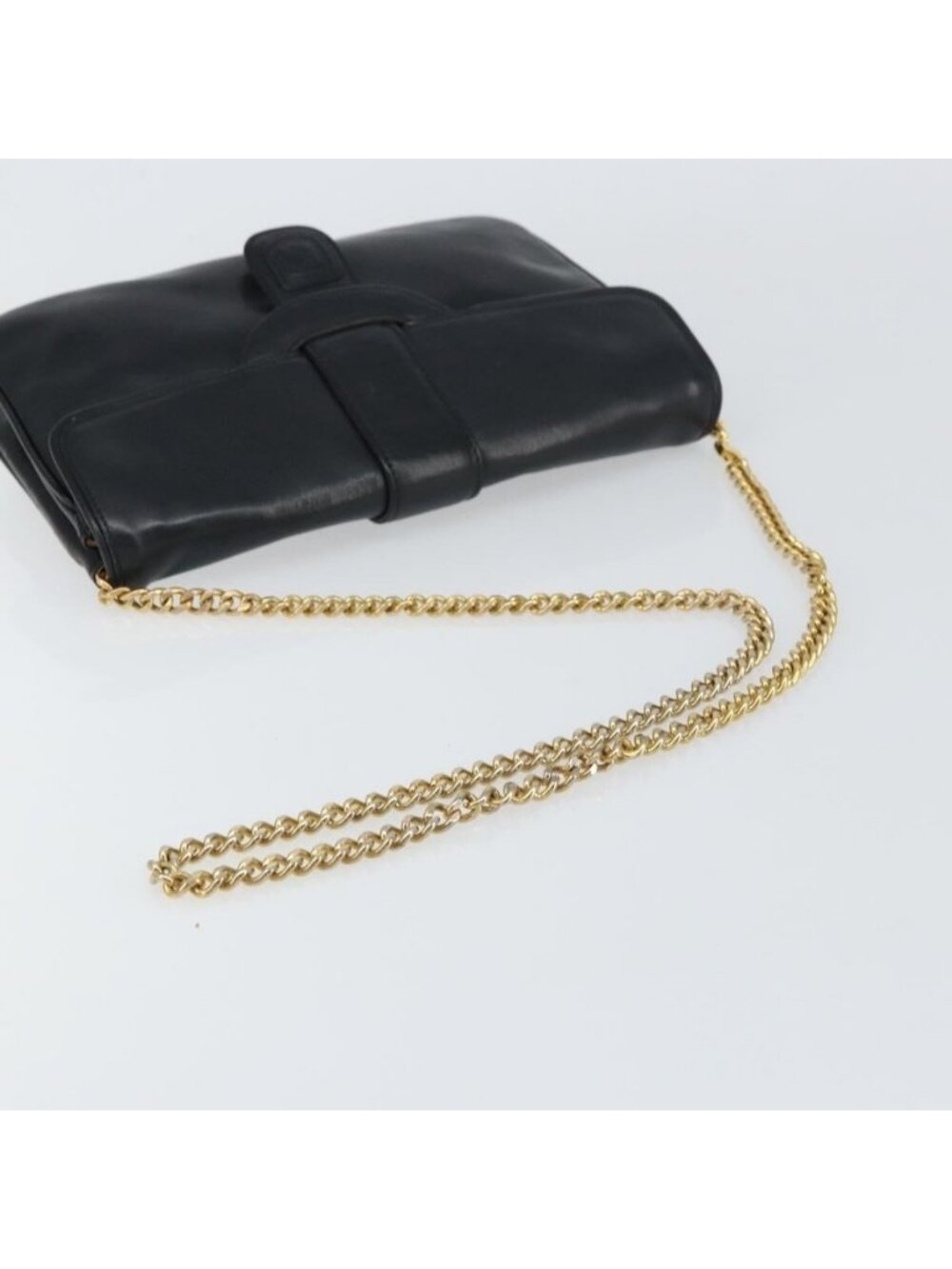 Authentic CELINE Chain Shoulder Bag Leather Black Gold - Picture 14 of 16